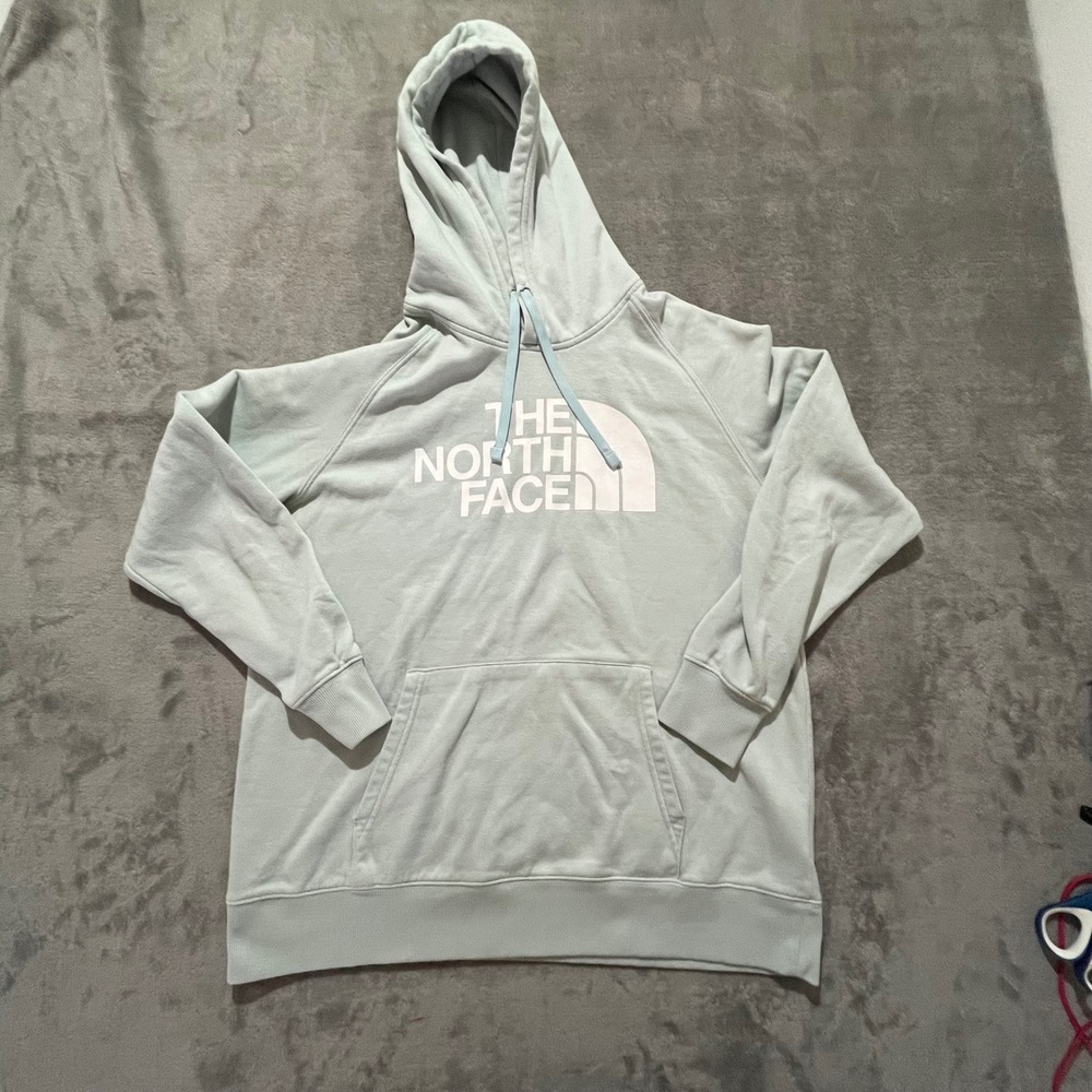 The‎ North Face Hoodie Women Large Blue Half Dome Pullover Logo Sweatshirt